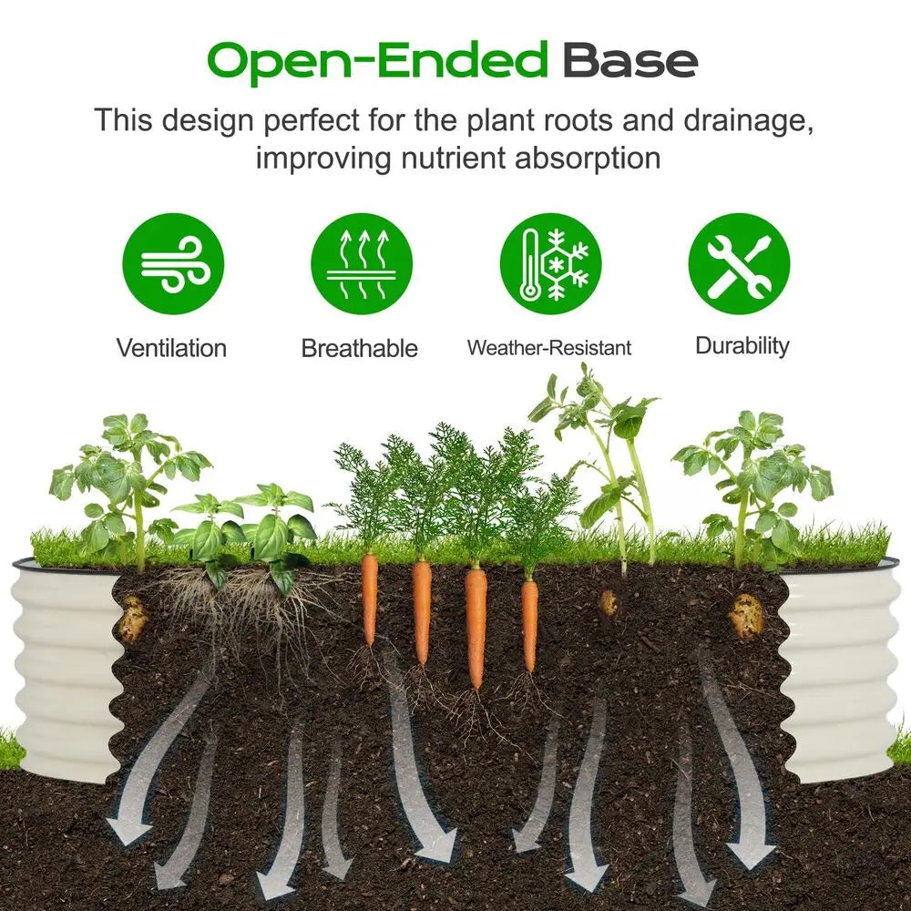 17'' Tall 9-in-1 Oval Garden Bed Large Galvanized Raised Planter Box Herb