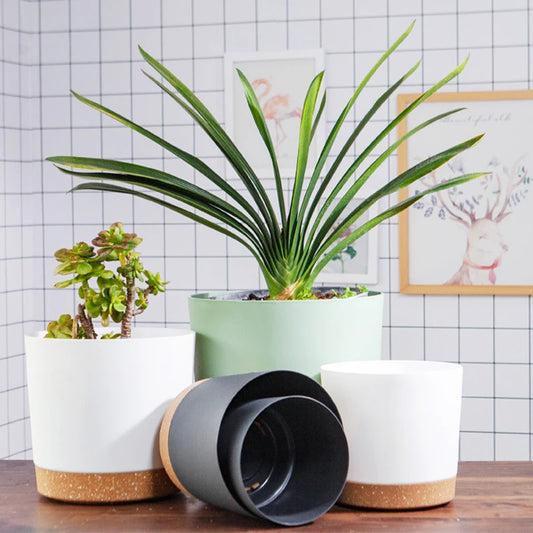 Plant Pot Large Plastic Flowerpot with Drainage Indoor Plants Bonsai Balcony Potted with Tray Garden Home Decoration