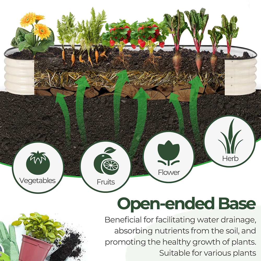 Metal Raised Garden Bed Durable Galvanized Cold Rolled Steel Planter Box  for Planting Outdoor Plants Vegetables