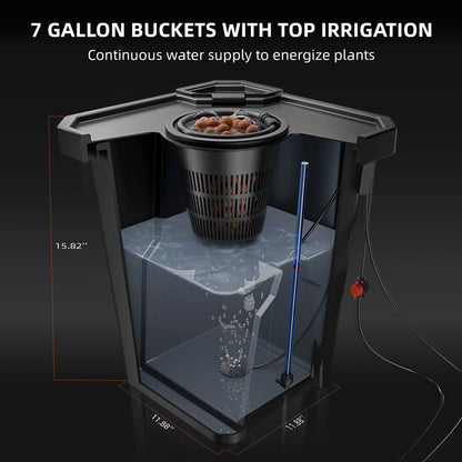 Spider Farmer 7-Gallon DWC Hydroponic System Grow Kits + Air Pump with 4 Buckets