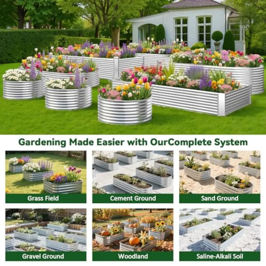 4 Pack 2x2 ft Round Galvanized Steel Raised Garden Bed