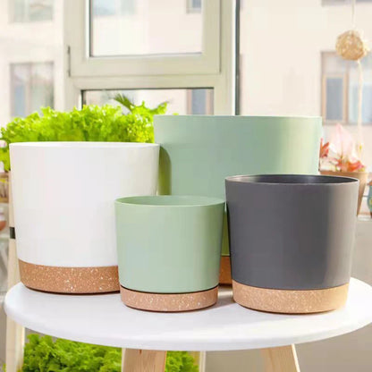 Plant Pot Large Plastic Flowerpot with Drainage Indoor Plants Bonsai Balcony Potted with Tray Garden Home Decoration