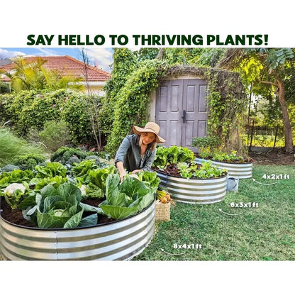 Galvanized Raised Garden Beds Outdoor // 4×2×1 ft Planter Raised Beds for Gardening, Vegetables, Flowers // Large Metal Gard