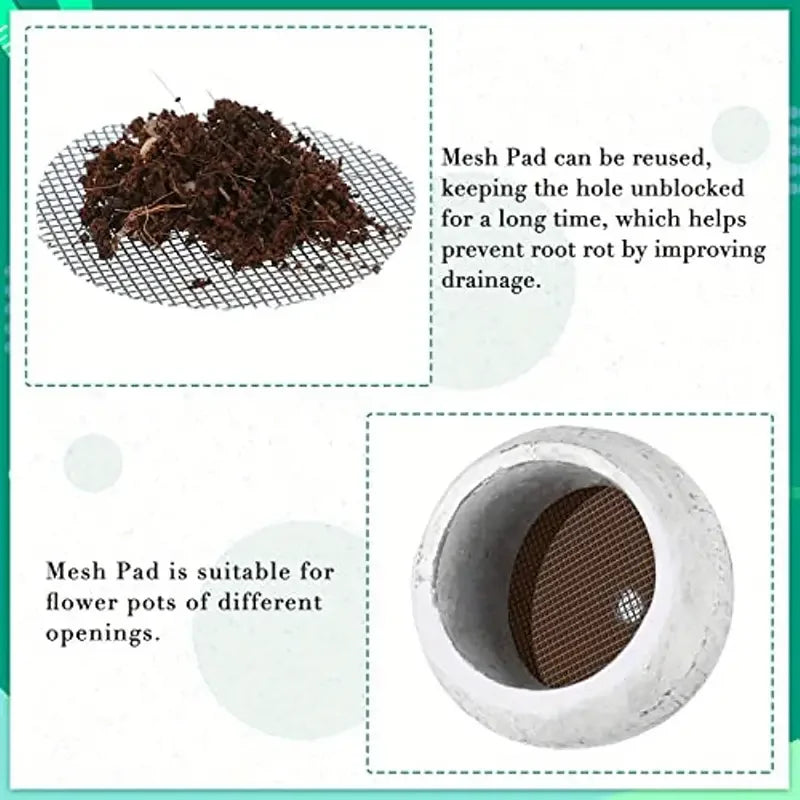 50 Piece Pot Hole Screen Mat, Round Drainage Hole Screen to prevent soil loss, Plant Drainage Screen Gasket, Gardening Supplies