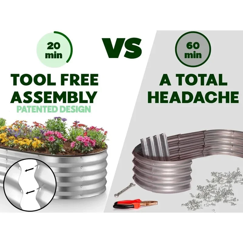 Galvanized Raised Garden Beds Outdoor // 4×2×1 ft Planter Raised Beds for Gardening, Vegetables, Flowers // Large Metal Gard