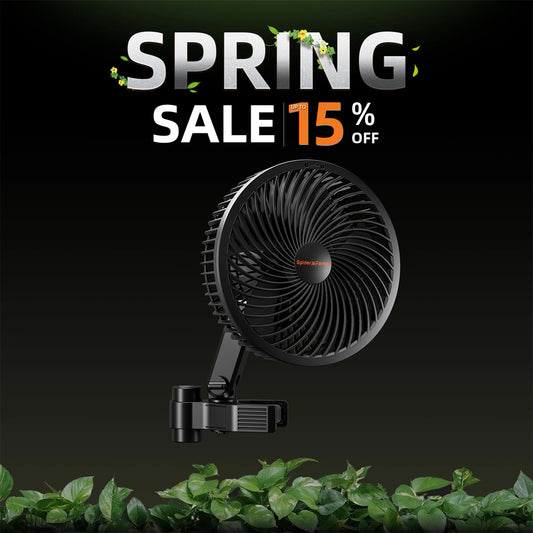 2025 Spider Farmer 6" Grow Tent Clip Fan EC Motor, 10 Speeds Wind Control 10-Level Wide-Angle Oscillation, APP, Waterproof IP54