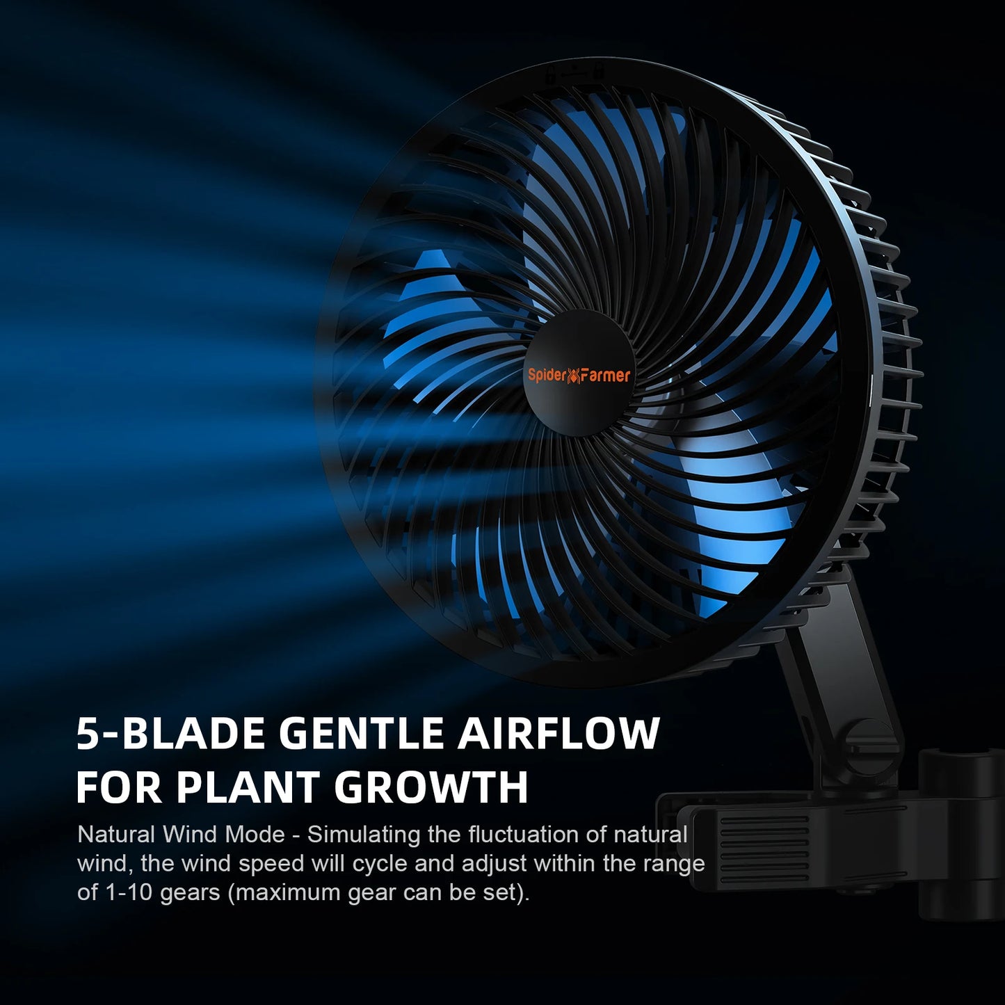 2025 Spider Farmer 6" Grow Tent Clip Fan EC Motor, 10 Speeds Wind Control 10-Level Wide-Angle Oscillation, APP, Waterproof IP54