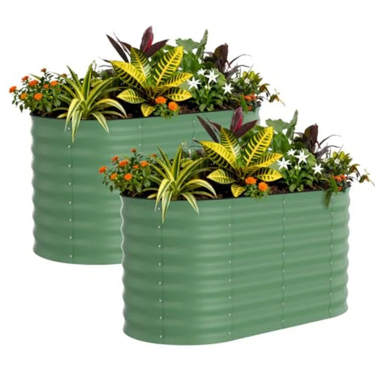 2 Pack Galvanized Raised Garden Beds - 4x2x2ft Planter Box for Vegetables Flowers Rust-Resistant Garden Box Easy Assembly Raise
