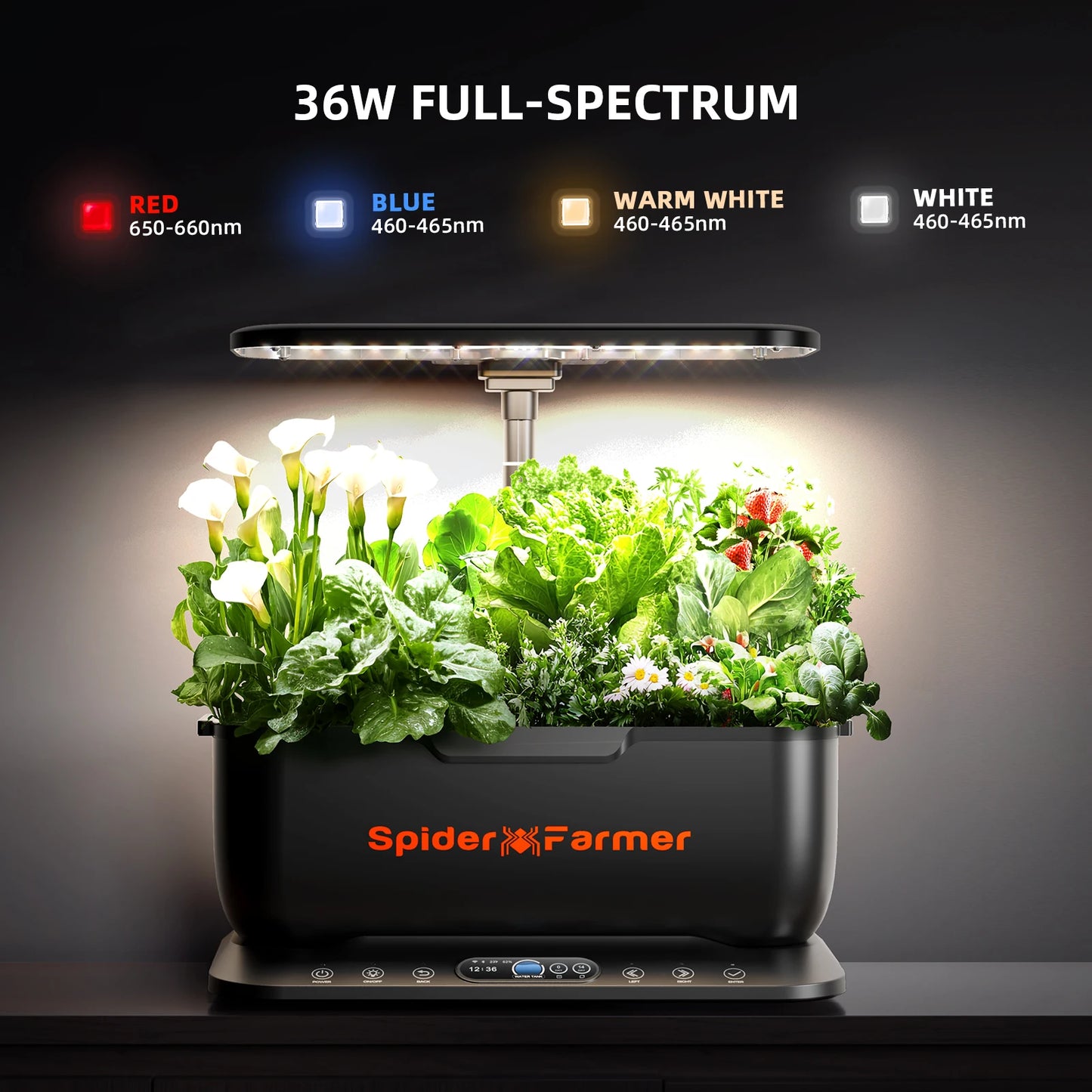 Spider Farmer 2025 New Smart G12 Hydroponics Growing System for Indoor Seedling Veg Bloom Flower Plants Hydroponics