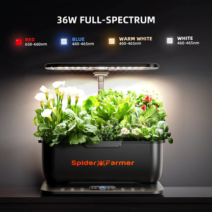 Spider Farmer 2025 New Smart G12 Hydroponics Growing System for Indoor Seedling Veg Bloom Flower Plants Hydroponics