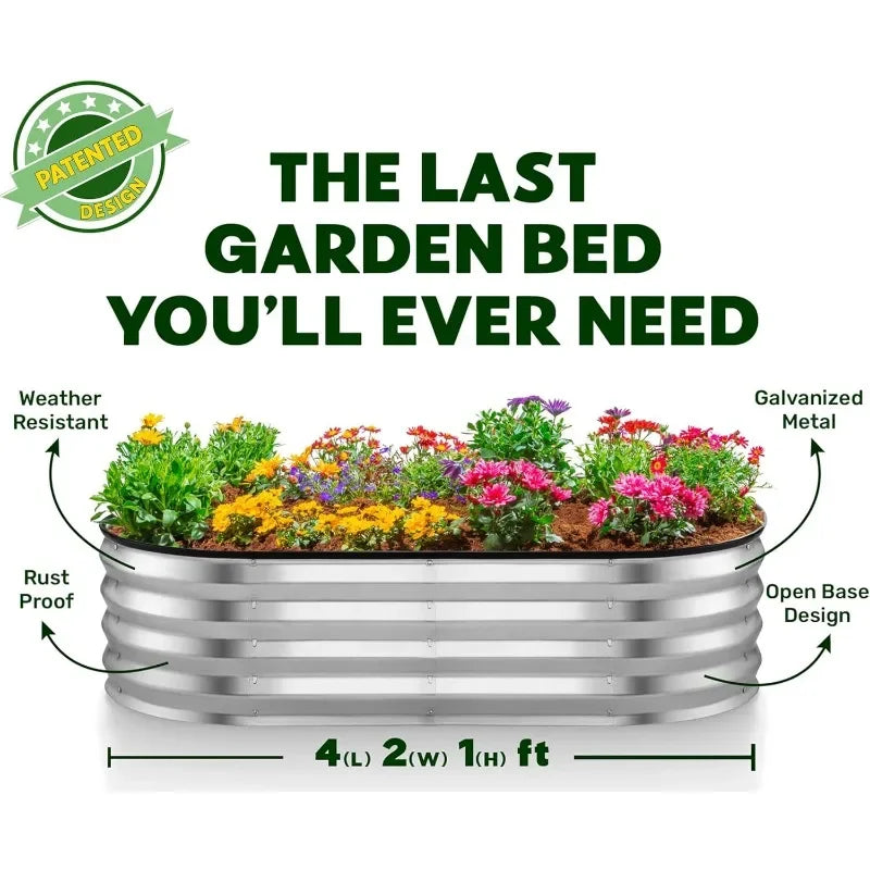 Galvanized Raised Garden Beds Outdoor // 4×2×1 ft Planter Raised Beds for Gardening, Vegetables, Flowers // Large Metal Gard