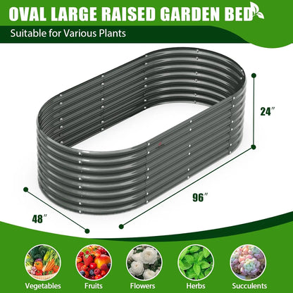 8x4x2ft Galvanized Metal Raised Garden Bed for Plants, Vegetables, Flowers, Herbs