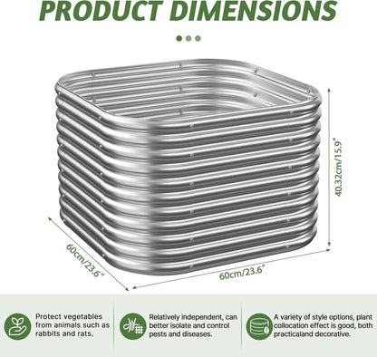 2-Pack Tall 2x2FT Galvanized Steel Raised Garden Beds for Vegetables and Flowers