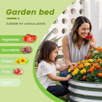3PCS 2x2x2FT Galvanized Raised Garden Bed Kit Round Metal Flower Box Large Planter Raised Beds Outdoor Garden for PlantingFruit