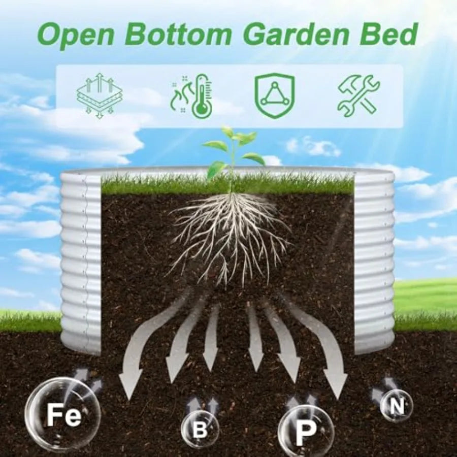 2 Pack 3x3x3ft Round Galvanized Raised Garden Bed Outdoor Metal Planter Bed Box for Vegetables Gardening