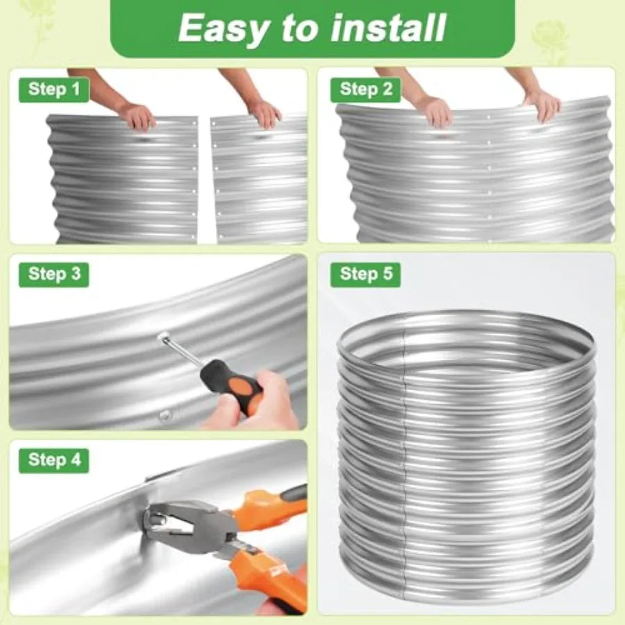 2 Pack 3x3x3ft Round Galvanized Raised Garden Bed Outdoor Metal Planter Bed Box for Vegetables Gardening