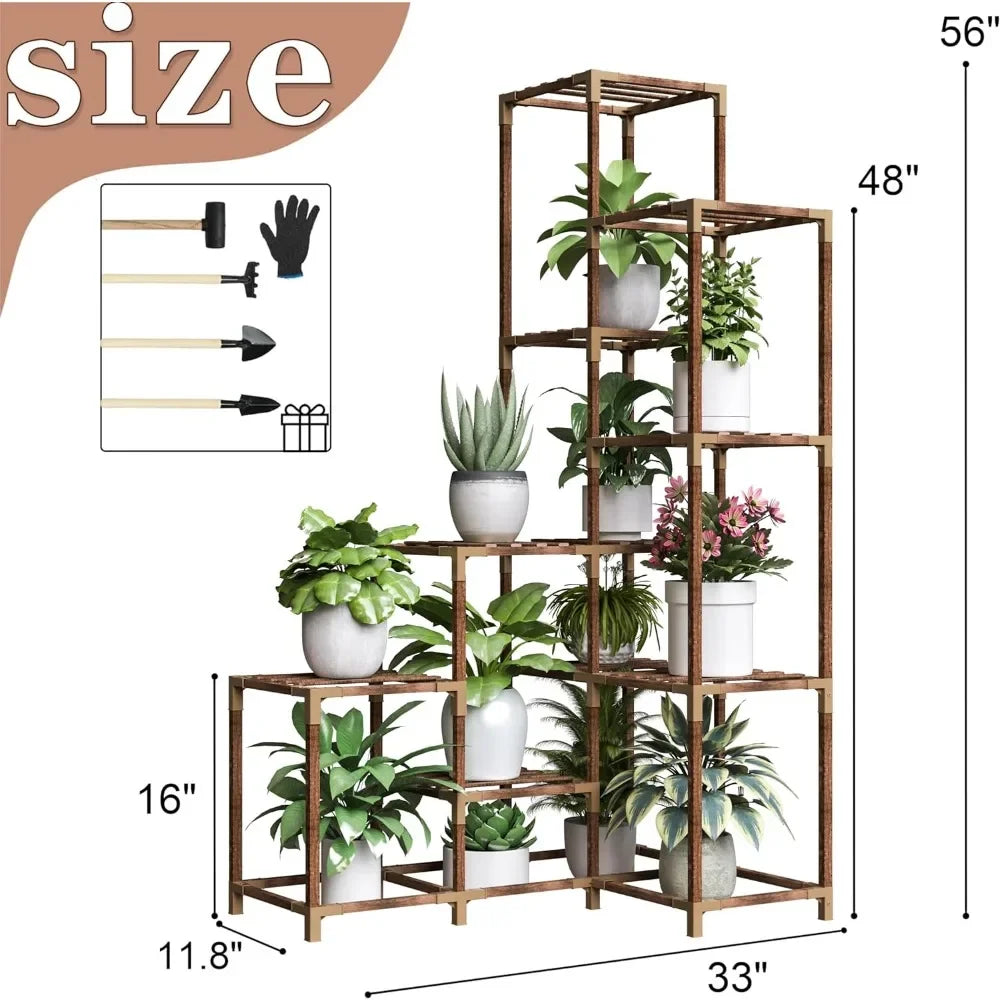 Plant Stand Indoor Outdoor, 14 Tier Large Corner Plant Stand Tall Plant Shelf Rack Flower Stand For Multiple Plants