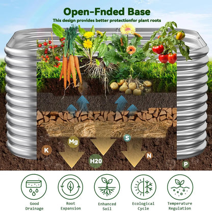 2-Pack Tall 2x2FT Galvanized Steel Raised Garden Beds for Vegetables and Flowers