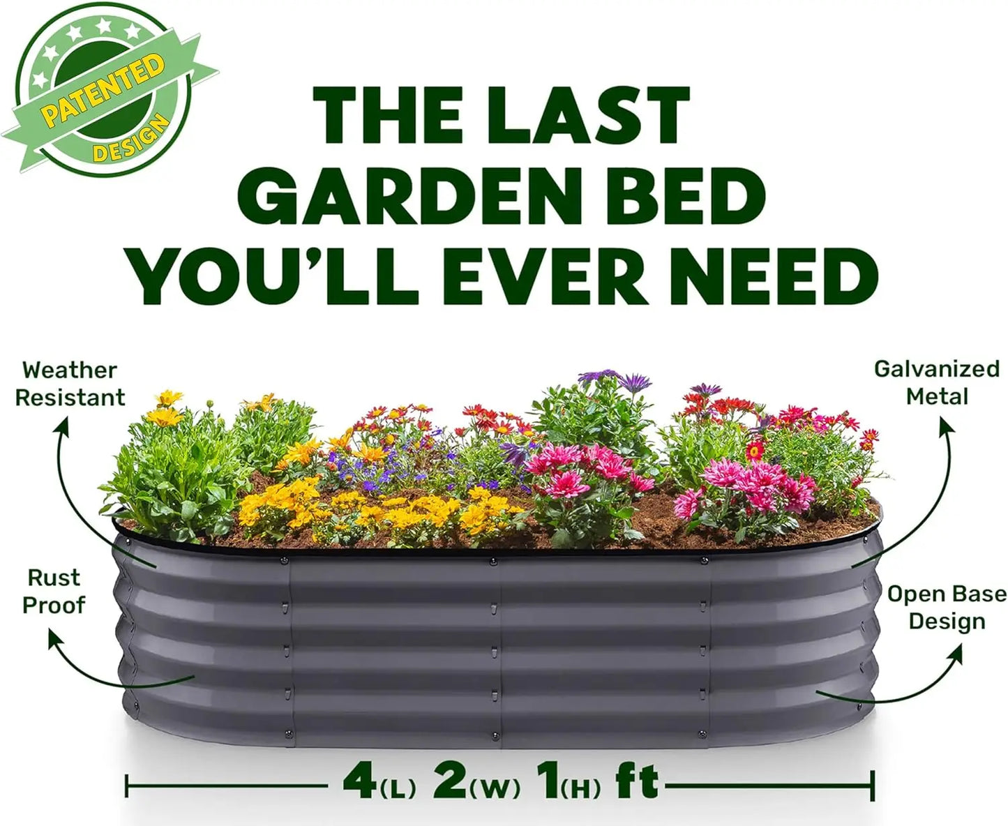 Galvanized Raised Garden Beds Outdoor // 4×2×1 ft (2-Pack) Planter Raised Beds for Gardening, Vegetables, Flowers // Large Metal