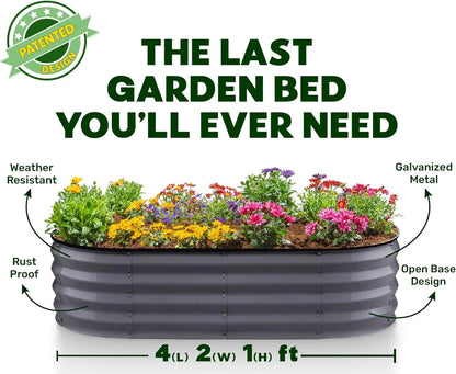 Galvanized Raised Garden Beds Outdoor // 4×2×1 ft (2-Pack) Planter Raised Beds for Gardening, Vegetables, Flowers // Large Metal