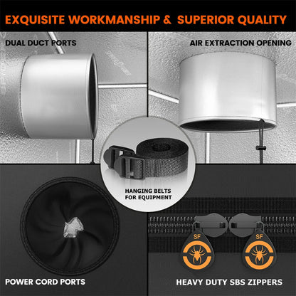Spider Farmer SF150X150X200CM Grow Tent Reflective Mylar 1680D Oxford Cloth for Plants Indoor Home Box Hydroponics