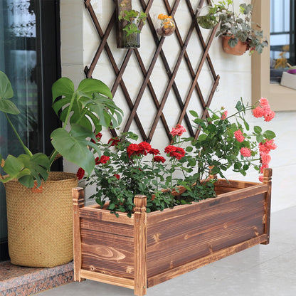 Raised Garden Bed Flower or Vegetable Planter Window Mounted Plant Box for Garden, Yard Wood Box for Planting
