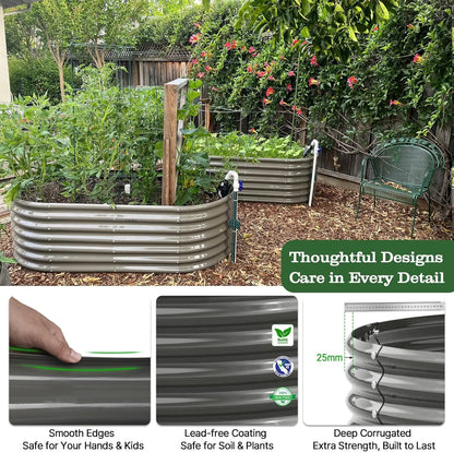 8x4x2ft Galvanized Metal Raised Garden Bed for Plants, Vegetables, Flowers, Herbs