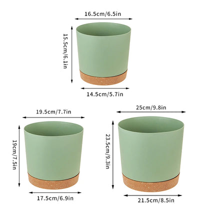 Plant Pot Large Plastic Flowerpot with Drainage Indoor Plants Bonsai Balcony Potted with Tray Garden Home Decoration