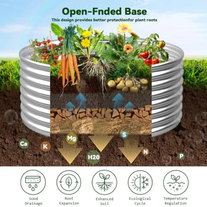 4 Pack 2x2 ft Round Galvanized Steel Raised Garden Bed