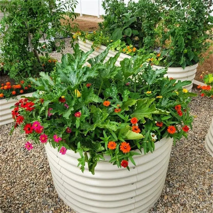 32" Tall 42" Round Raised Garden Bed Raised Bed Planter Box for Vegetables Flowers Patio-Pearl White