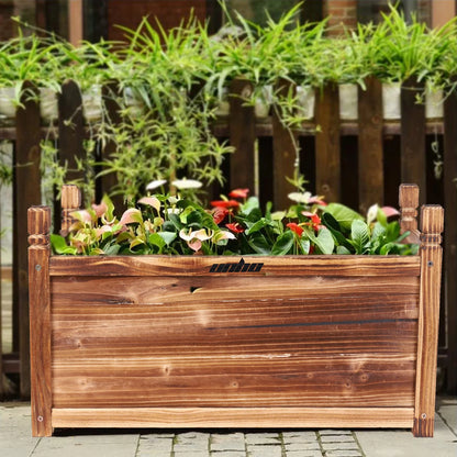 Wood Planter Box Outdoor Raised Garden Planter Bed for Flowers Vegetables