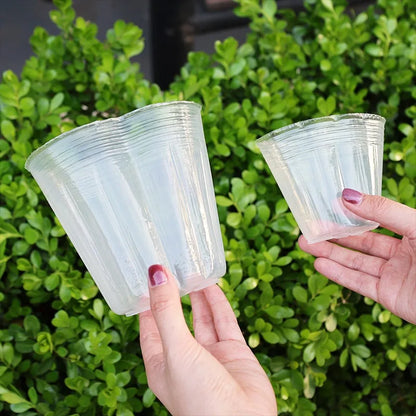 10/50pcs Transparent Nursery Pots with Drainage Hole Seed Starting Pot Flower Plant Container Gardening Planting Nutrition Cups