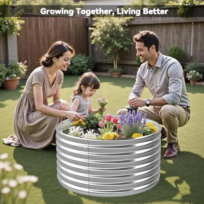 4 Pack 2x2 ft Round Galvanized Steel Raised Garden Bed