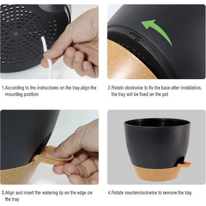 Large Self Watering Pots, 12/10/9 Plastic Planters with High Drainage Holes and Deep Reservoir