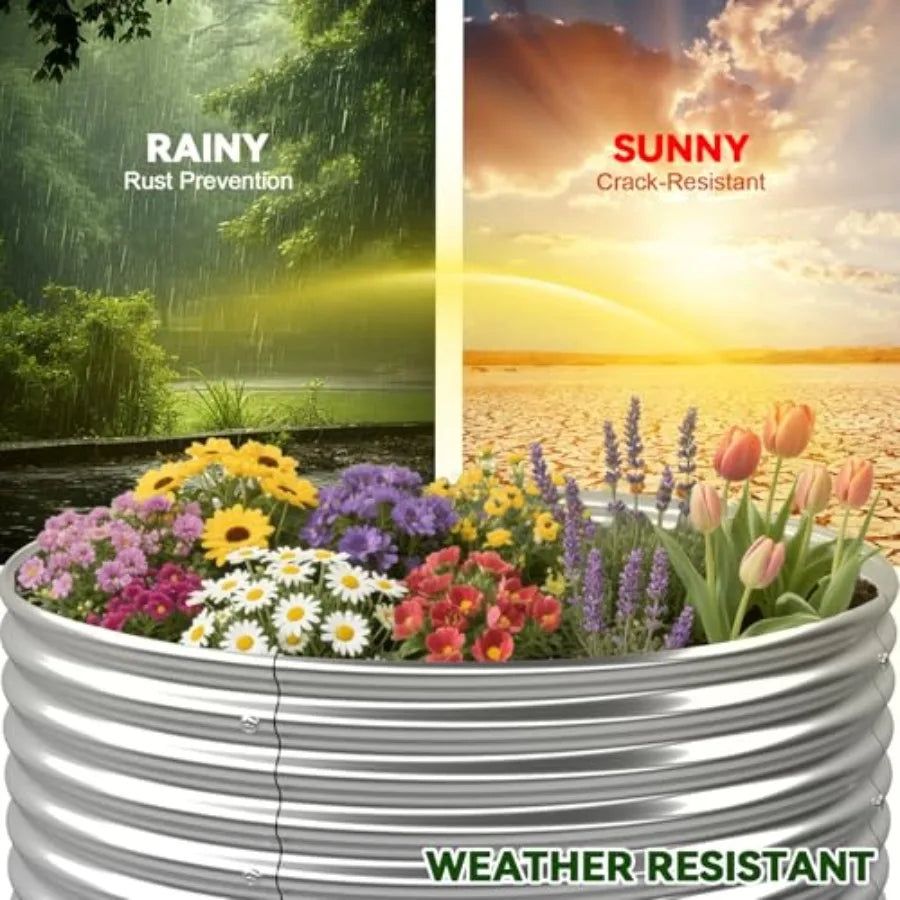 4 Pack 2x2 ft Round Galvanized Steel Raised Garden Bed