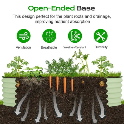 17'' Tall 9-in-1 Oval Garden Bed Large Galvanized Raised Planter Box Herb