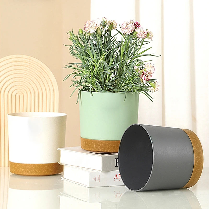 Plant Pot Large Plastic Flowerpot with Drainage Indoor Plants Bonsai Balcony Potted with Tray Garden Home Decoration