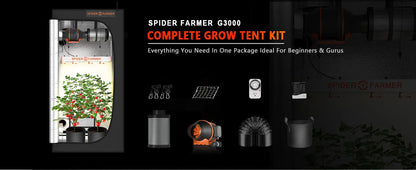 Spider Farmer G3000 LED Grow Light+90x90x180CM Grow Tent Kits with Carbon Filter For Indoor Plants Flowers Hydroponics