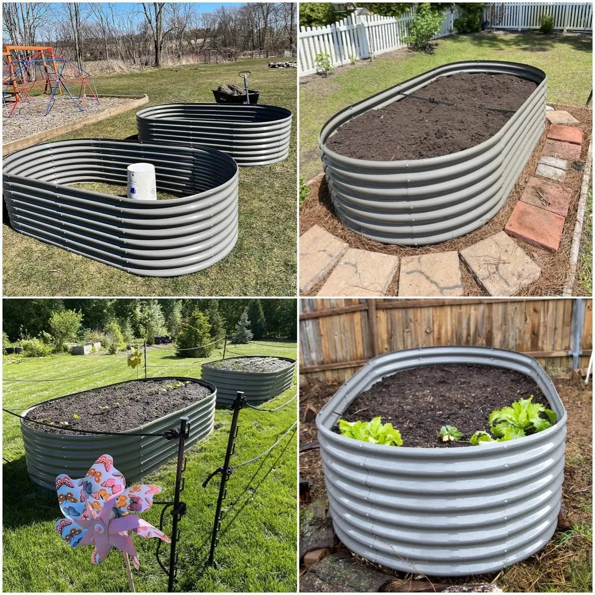 8x4x2ft Galvanized Metal Raised Garden Bed for Plants, Vegetables, Flowers, Herbs