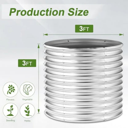 2 Pack 3x3x3ft Round Galvanized Raised Garden Bed Outdoor Metal Planter Bed Box for Vegetables Gardening
