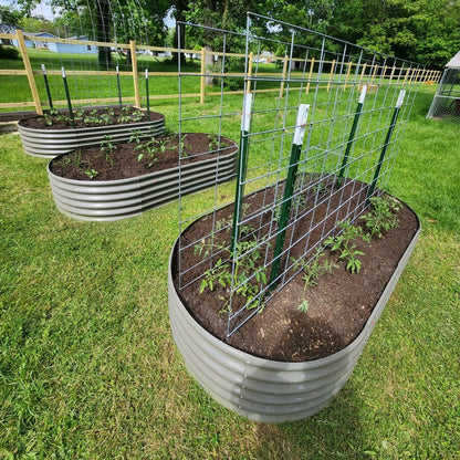 8X4X1.5 ft Galvanized Raised Garden Beds Outdoor, Oval Large Metal Planter Box for Planting Vegetables Flowers Herb, Anti-Rust