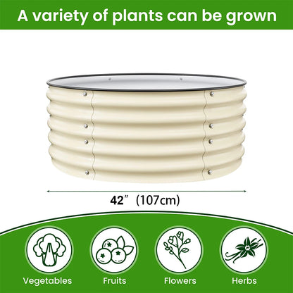 Outdoor garden 42 "(107cm) Round Raised Garden Bed Metal Raised Bed Planter Box for Vegetables Flowers Patio