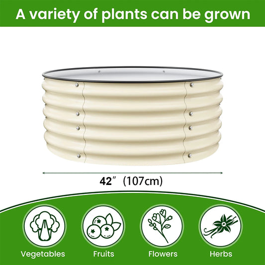 Outdoor garden 42 "(107cm) Round Raised Garden Bed Metal Raised Bed Planter Box for Vegetables Flowers Patio