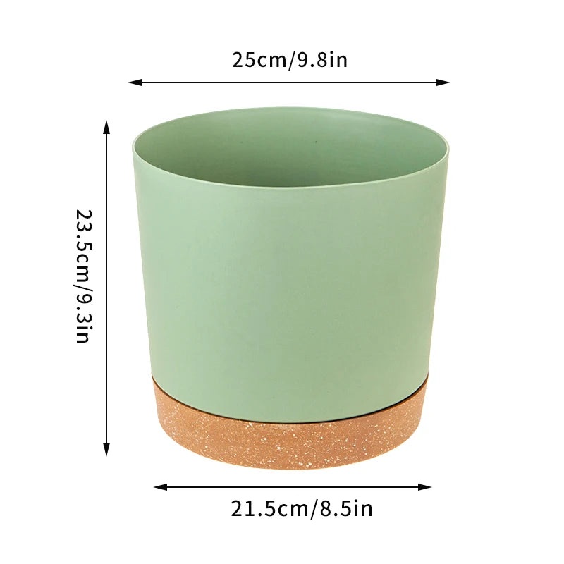 Plant Pot Large Plastic Flowerpot with Drainage Indoor Plants Bonsai Balcony Potted with Tray Garden Home Decoration