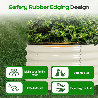 17'' Tall 9-in-1 Oval Garden Bed Large Galvanized Raised Planter Box Herb