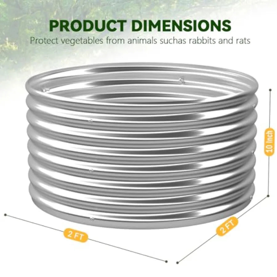 4 Pack 2x2 ft Round Galvanized Steel Raised Garden Bed