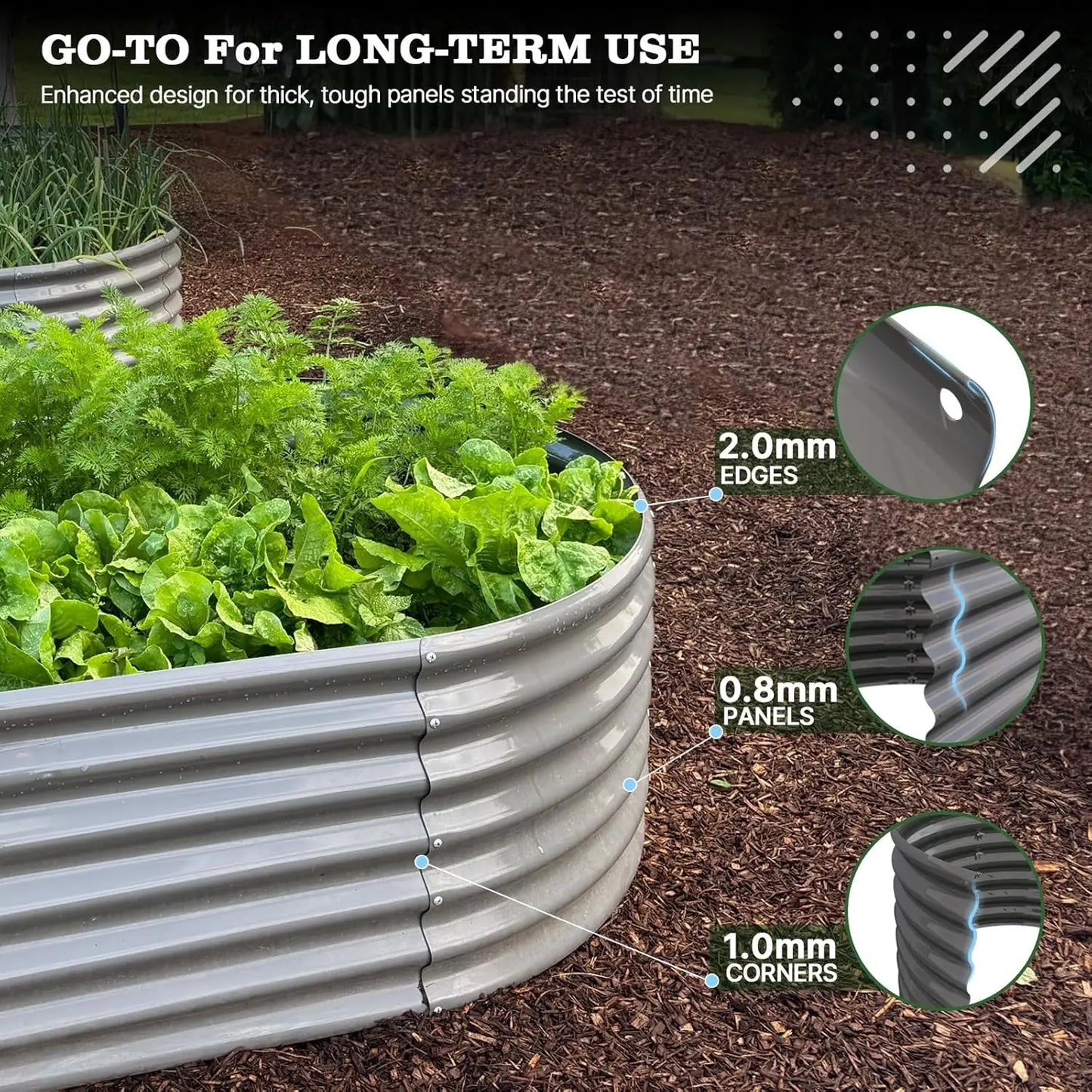 8x4x2ft Galvanized Metal Raised Garden Bed for Plants, Vegetables, Flowers, Herbs