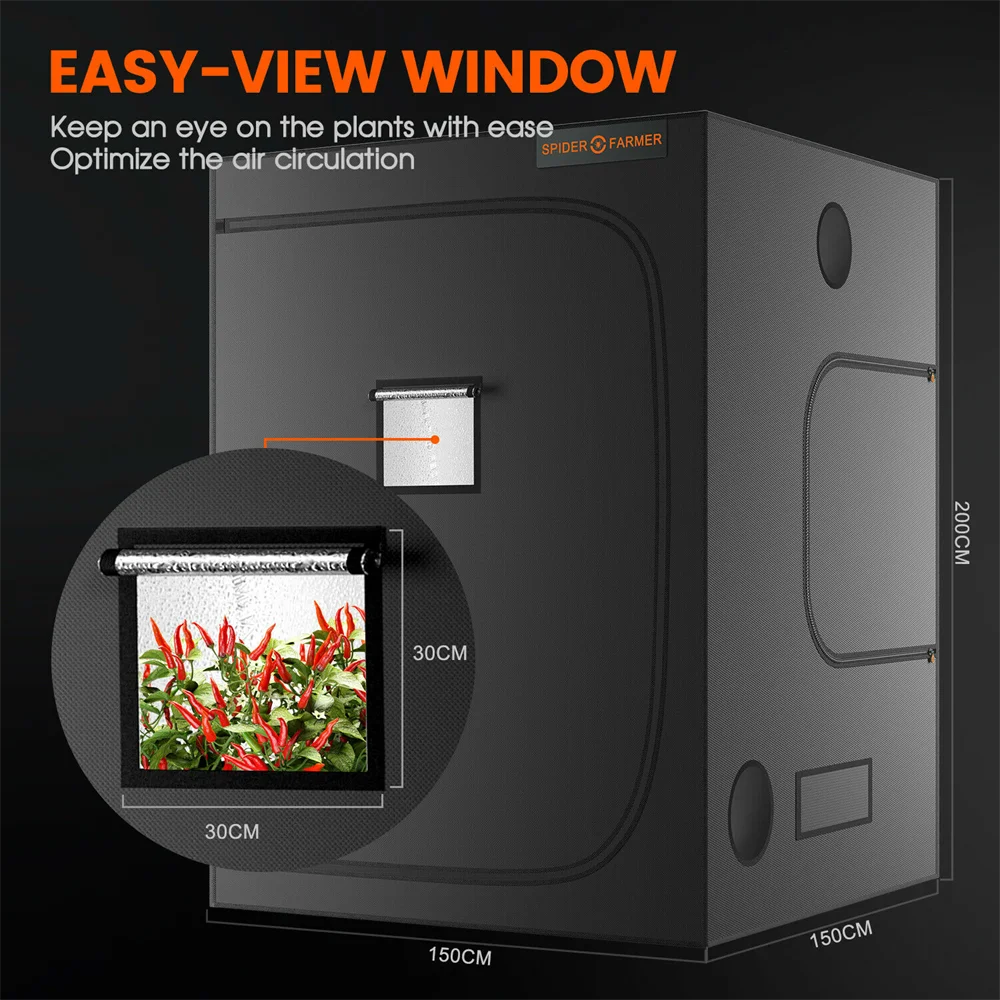 Spider Farmer SF150X150X200CM Grow Tent Reflective Mylar 1680D Oxford Cloth for Plants Indoor Home Box Hydroponics