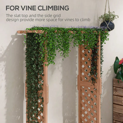 Raised Garden Bed with Arch Trellis for Vine Climbing Plants, Hanging Flowers, 70.75" Tall Outdoor Wood Planter Box