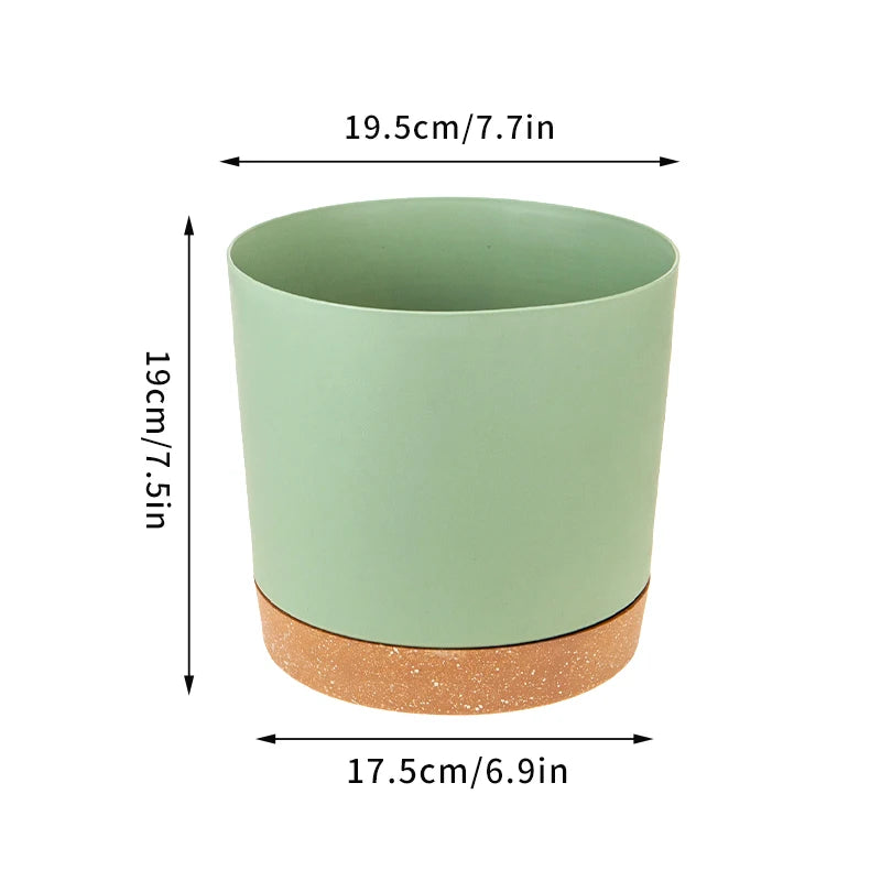 Plant Pot Large Plastic Flowerpot with Drainage Indoor Plants Bonsai Balcony Potted with Tray Garden Home Decoration